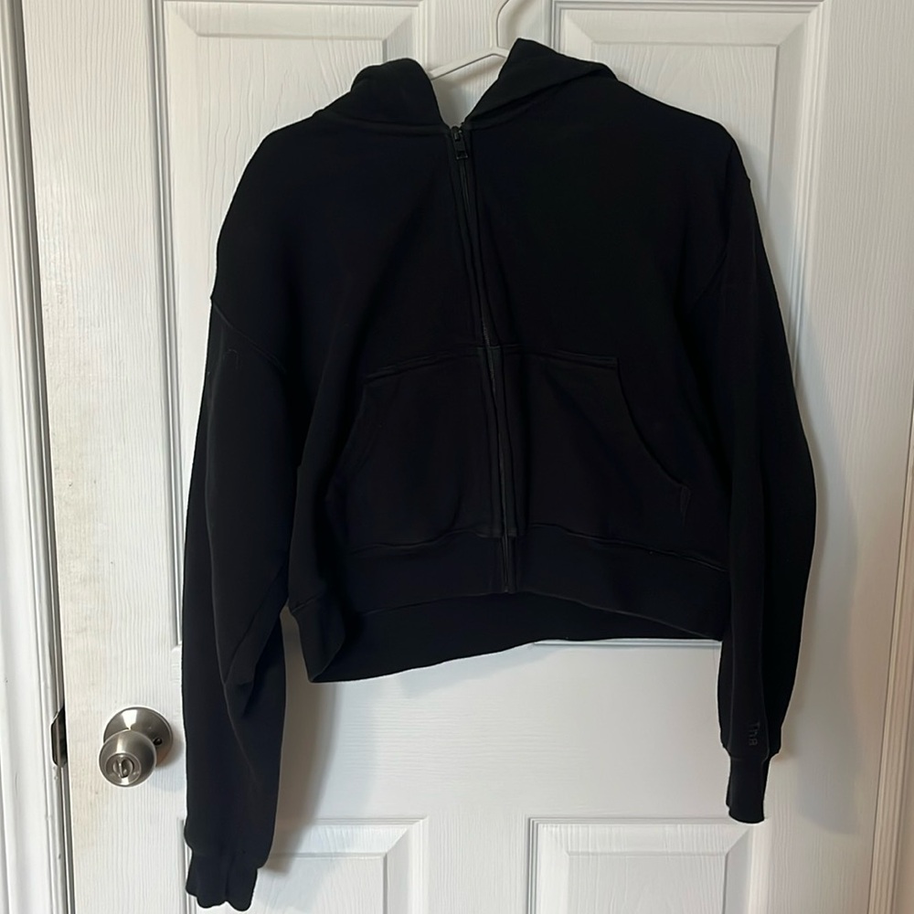 TNA Black Cropped Zip-Up Hoodie